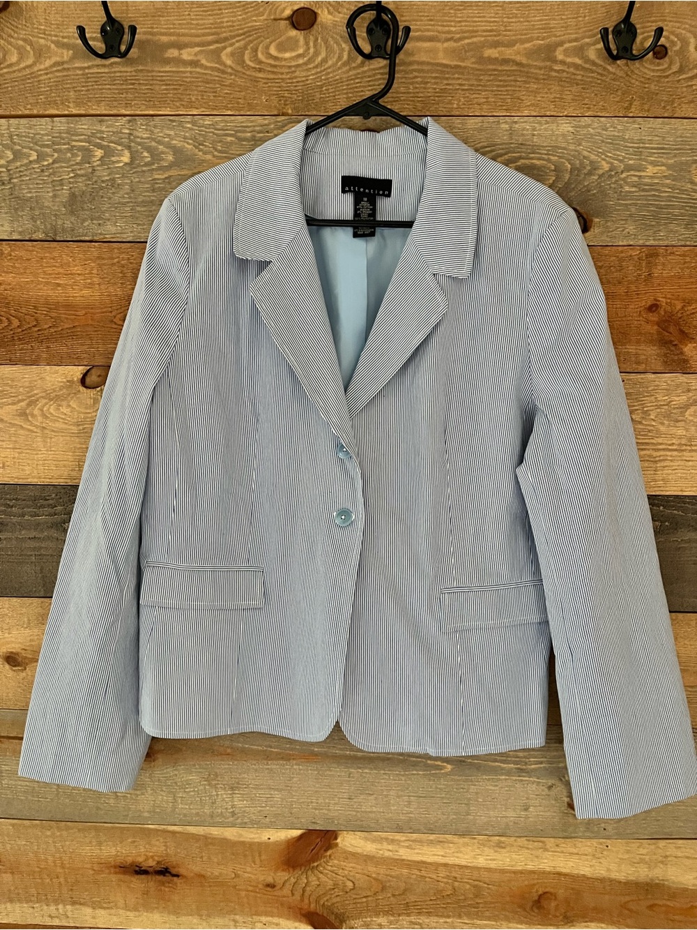 Attention Light Blue Pinstripe Women's Blazer Jacket Size 18
